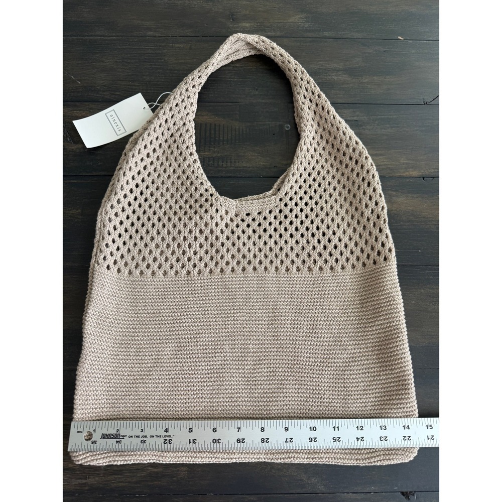 Ninexis NWT Neutral Beige Stretchy Open Knit Farmer's Market Summer Shoulder Bag - Picture 4 of 8